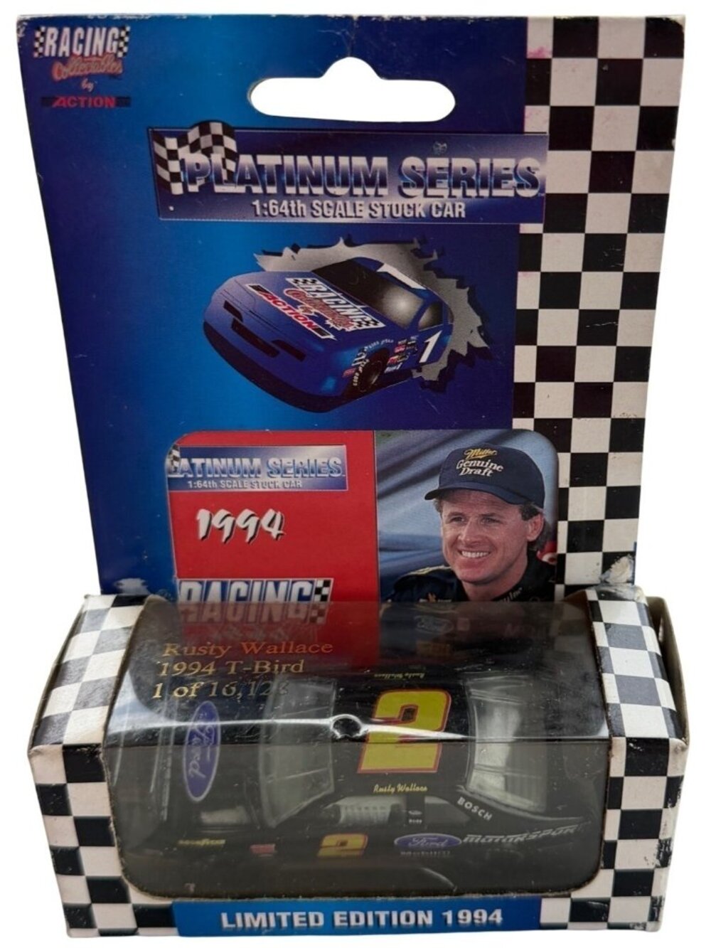 1994 Action Racing Collectables Ford Stock Car 1:64 Diecast Car Rusty Wallace #2